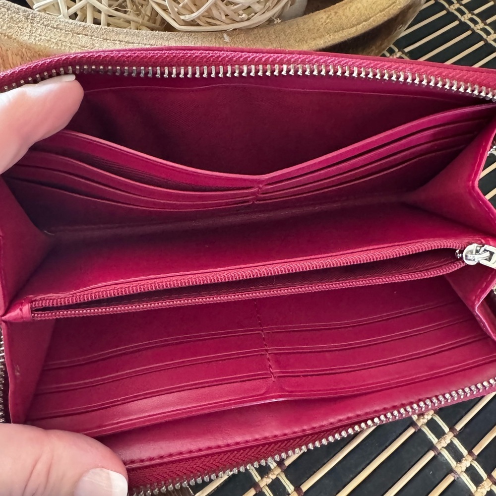 Coach Tan and Raspberry Pink Zip-Around Wallet - Picture 4 of 6